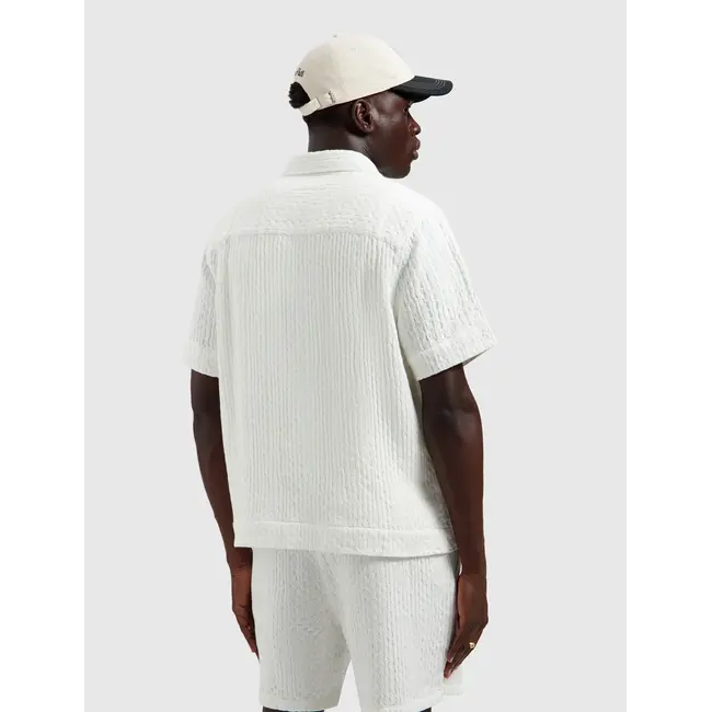 PURE PATH STRUCTURED DOBBY WEAVE SHORTSLEEVE SHIRT OFF WHITE