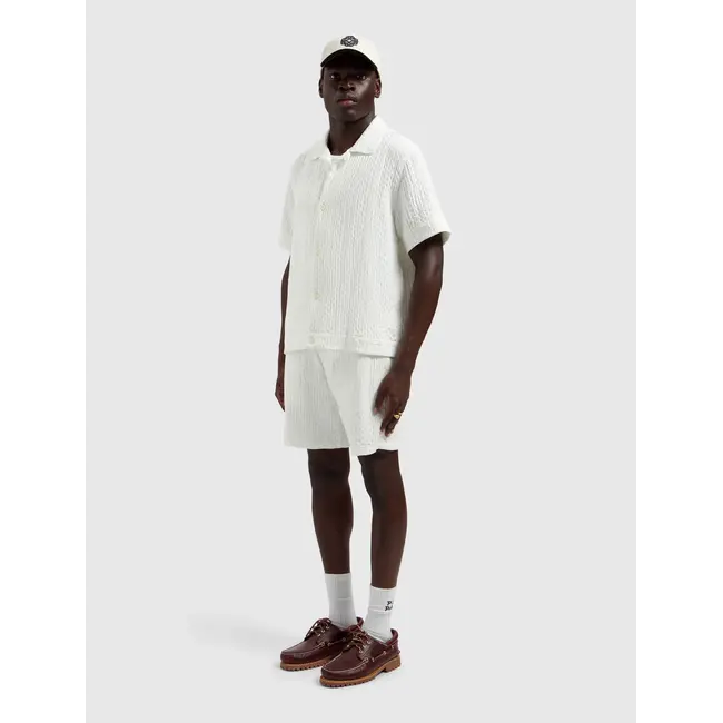 PURE PATH STRUCTURED DOBBY WEAVE SHORTSLEEVE SHIRT OFF WHITE