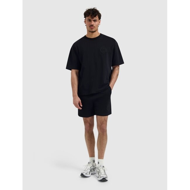 PURE PATH EMBLEM BADGE SWEAT SHORTS BLACK