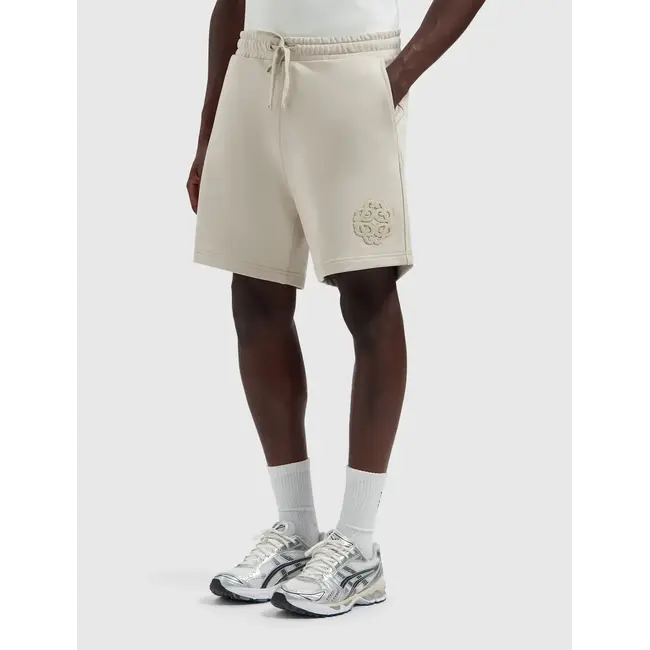 PURE PATH EMBLEM BADGE SWEAT SHORTS SAND