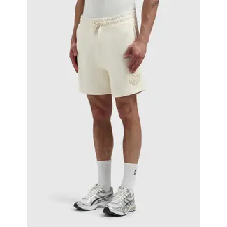 PURE PATH EMBLEM BADGE SWEAT SHORTS ECRU