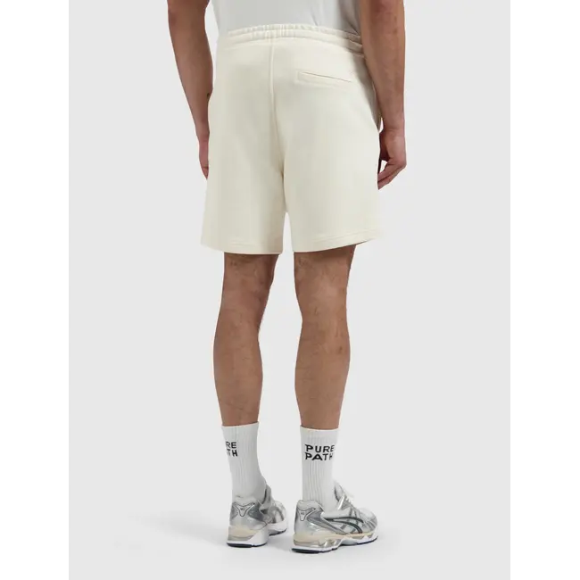 PURE PATH EMBLEM BADGE SWEAT SHORTS ECRU