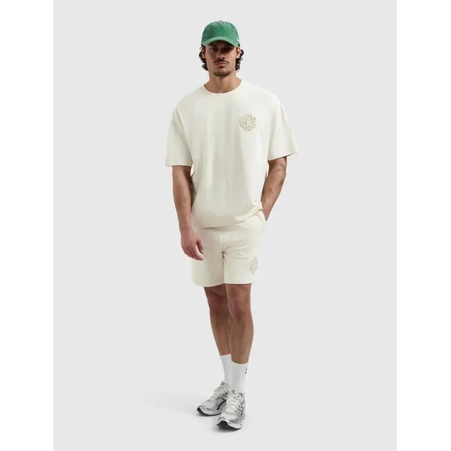 PURE PATH EMBLEM BADGE SWEAT SHORTS ECRU