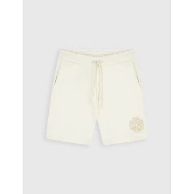 PURE PATH EMBLEM BADGE SWEAT SHORTS ECRU