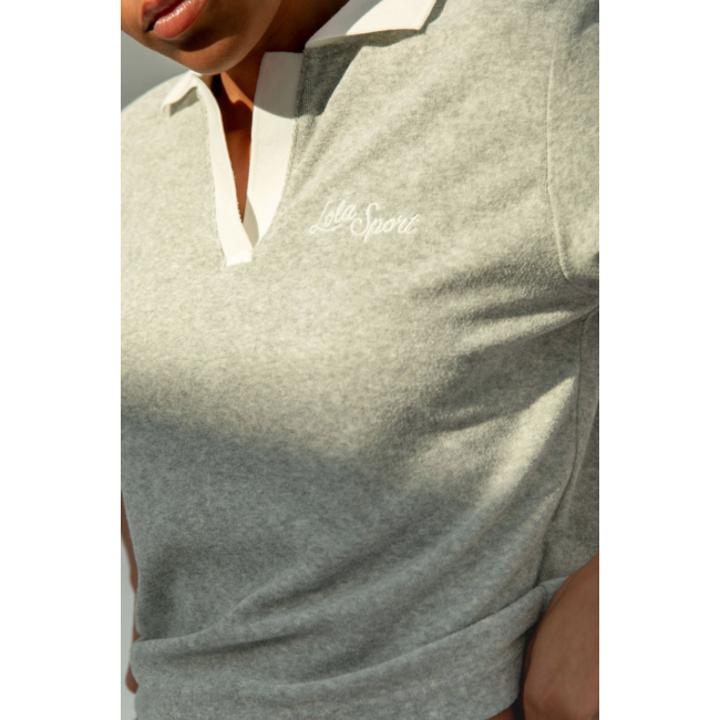 THE LOLA CLUB TEDDY POLO TEE GREY MELANGE