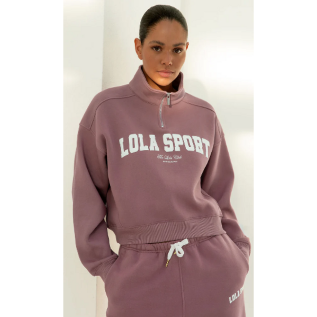 THE LOLA CLUB JAYLA HALF ZIP SWEATER MAUVE