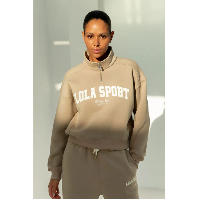 THE LOLA CLUB JAYLA HALF ZIP SWEATER SAND
