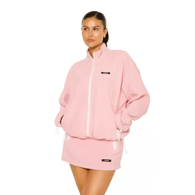 L.A Sisters FLEECE ZIP UP JACKET PINK