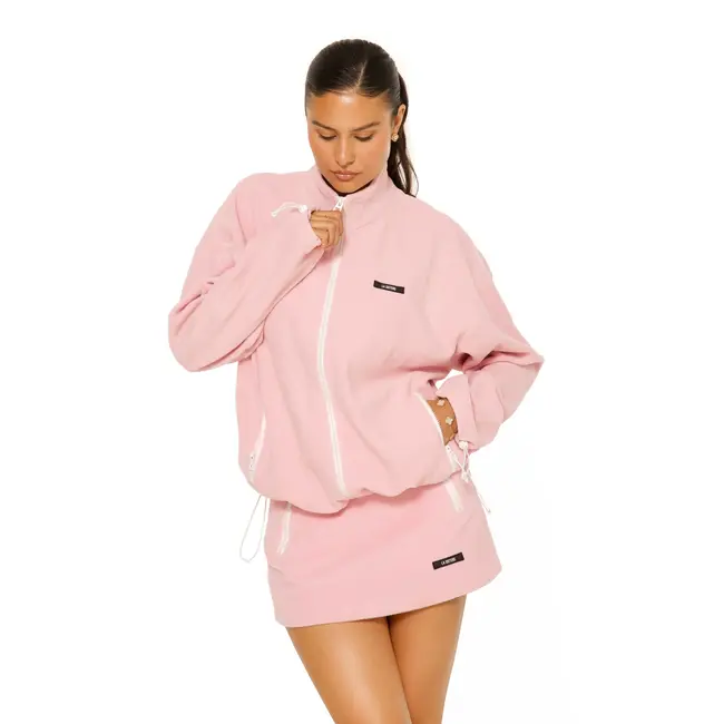 L.A Sisters FLEECE ZIP UP JACKET PINK