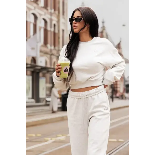Unique the Label PEGGY CROPPED SWEATER LIGHT GREY MARL