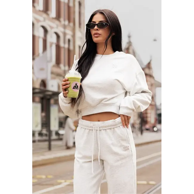 Unique the Label PEGGY CROPPED SWEATER LIGHT GREY MARL