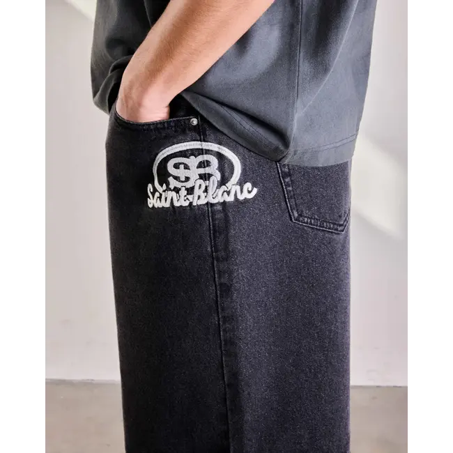 SAINT BLANC OVAL LOGO DENIM SHORT BLACK