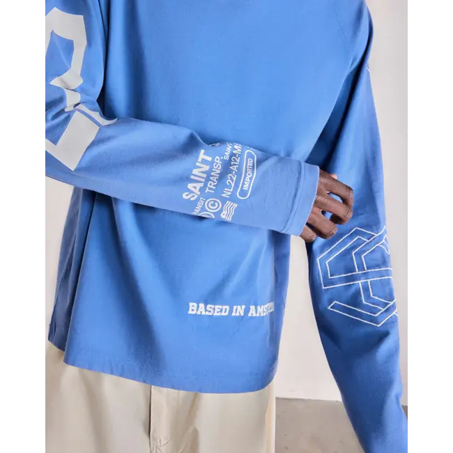 SAINT BLANC MULTI LOGO RAGLAN LONG SHIRT BLUE