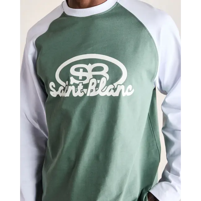 SAINT BLANC BLEND LOGO RAGLAN LONG SHIRT GREEN/WHITE