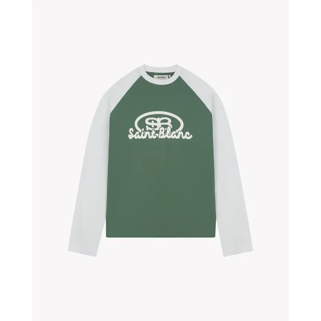 SAINT BLANC BLEND LOGO RAGLAN LONG SHIRT GREEN/WHITE