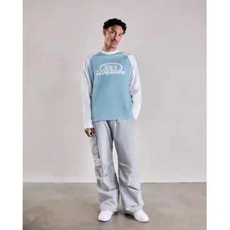 SAINT BLANC BLEND LOGO RAGLAN LONG SHIRT BLUE/WHITE