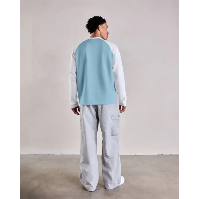 SAINT BLANC BLEND LOGO RAGLAN LONG SHIRT BLUE/WHITE