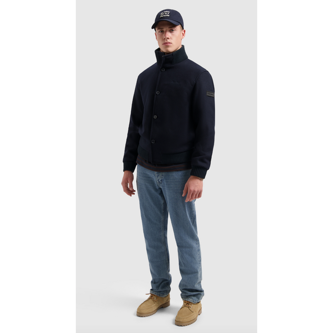 PURE PATH WOOL BOMBER JACKET DARK NAVY