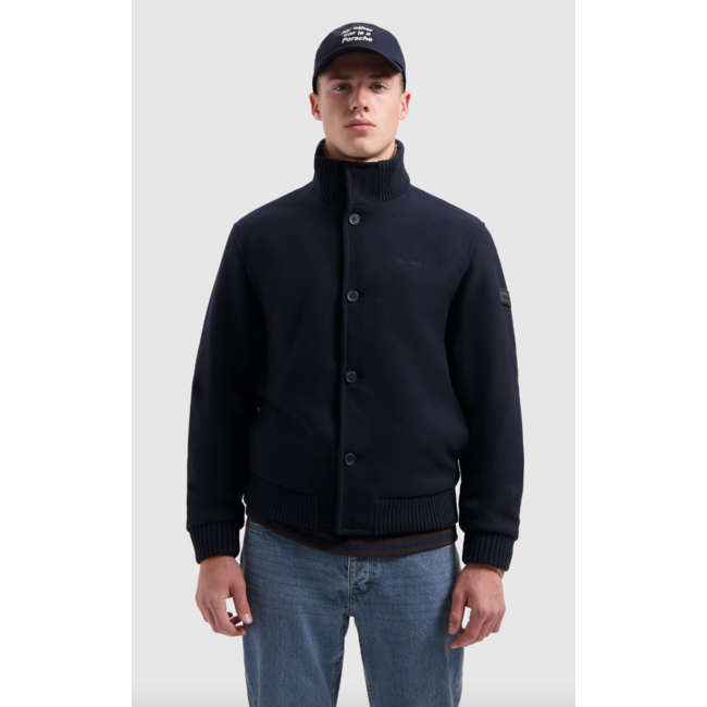 PURE PATH WOOL BOMBER JACKET DARK NAVY