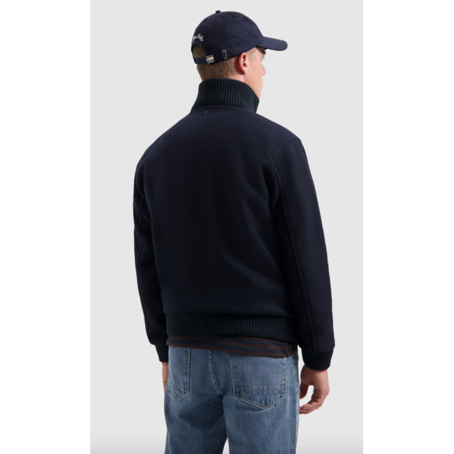 PURE PATH WOOL BOMBER JACKET DARK NAVY