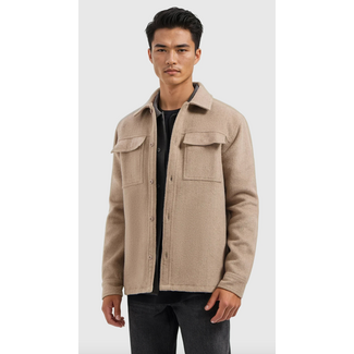 PURE PATH FLANNEL OVERSHIRT TAUPE