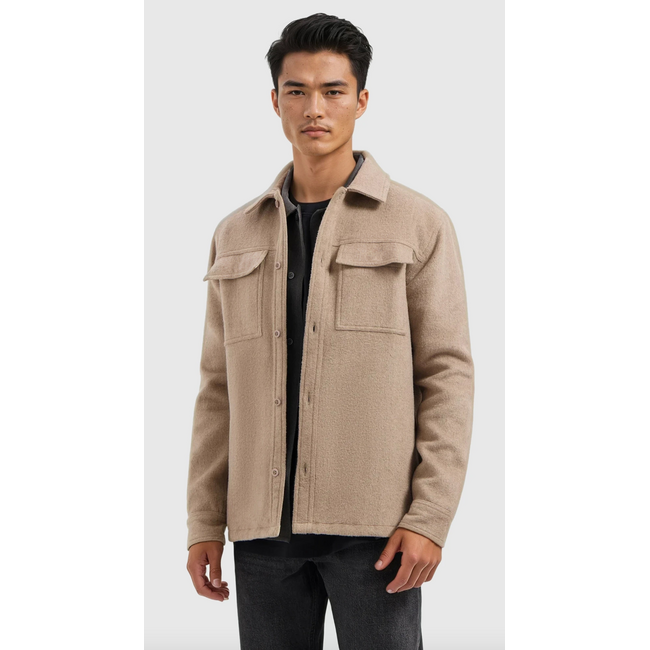 PURE PATH FLANNEL OVERSHIRT TAUPE