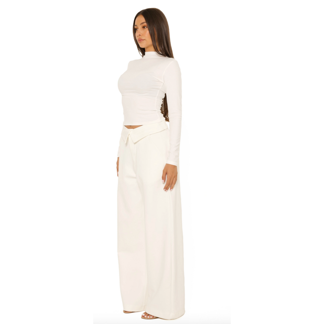 L.A Sisters FOLD OVER JOGGING PANTALON CREAM