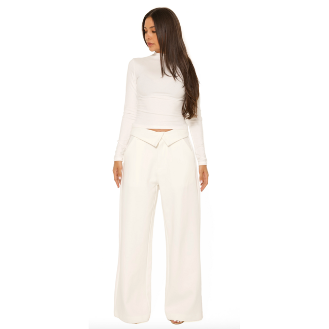 L.A Sisters FOLD OVER JOGGING PANTALON CREAM