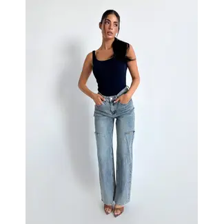 Unique the Label JUNE WIDE LEG JEANS MID BLUE