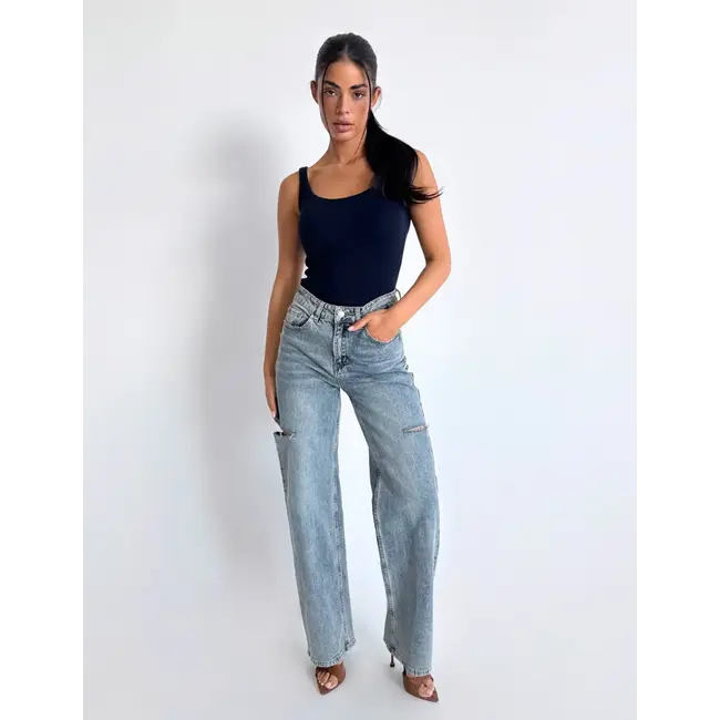 Unique the Label JUNE WIDE LEG JEANS MID BLUE