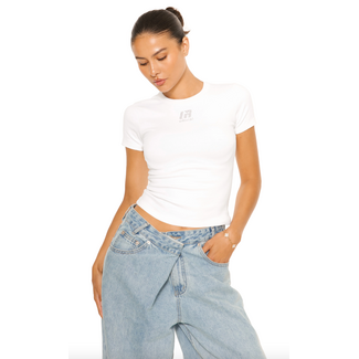 L.A Sisters L.A OFFICIAL RHINESTONE TOP WHITE