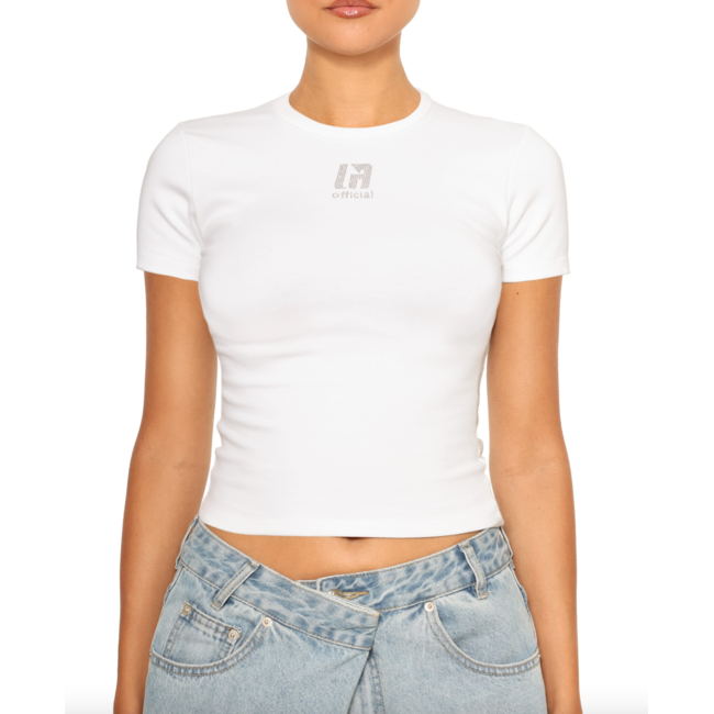 L.A Sisters L.A OFFICIAL RHINESTONE TOP WHITE