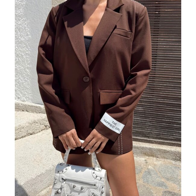 RHYME & HYPE JACKET OVERSIZED ONE BUTTON BROWN
