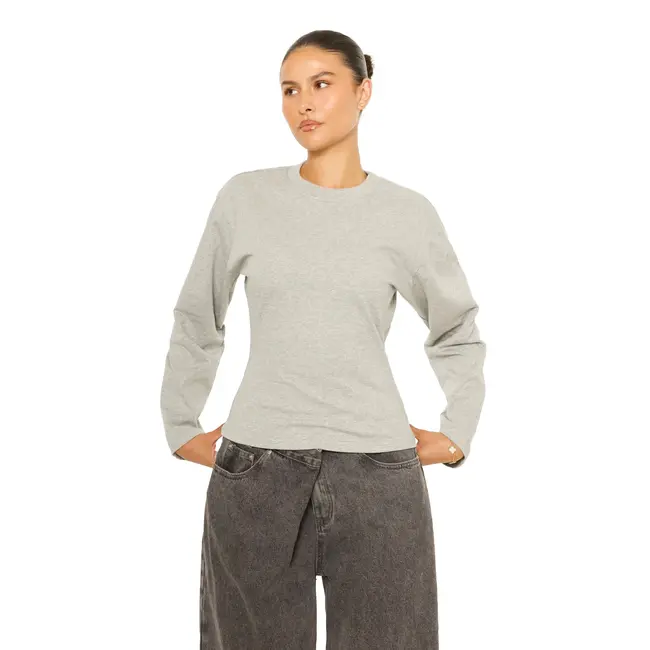 L.A Sisters LONG SLEEVE OVERSIZED WAIST TEE GREY