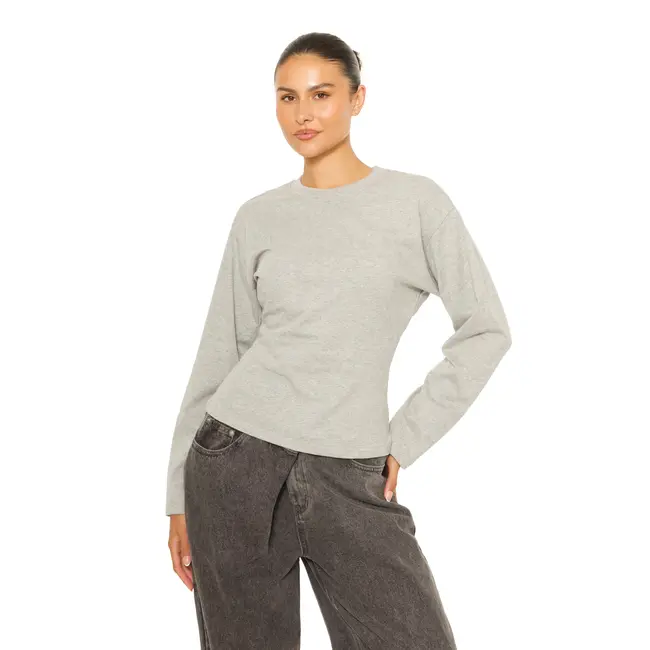 L.A Sisters LONG SLEEVE OVERSIZED WAIST TEE GREY