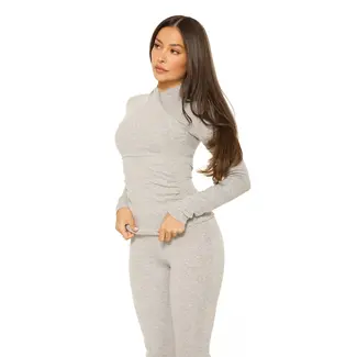 L.A Sisters LONG SLEEVE WRAP LOUNGE TOP GREY