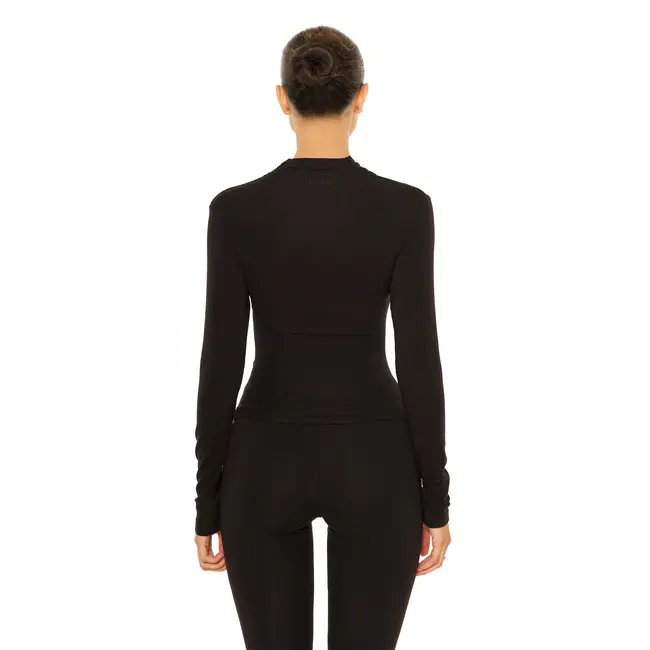 L.A Sisters LONG SLEEVE WRAP LOUNGE TOP BLACK