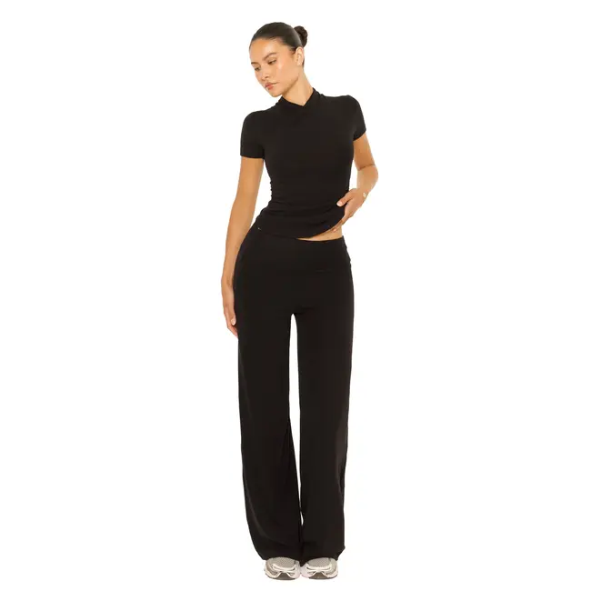 L.A Sisters WIDE LEG LOUNGE PANTS BLACK