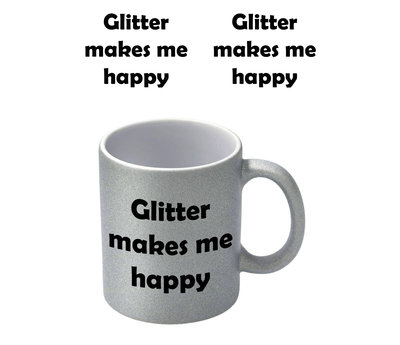 Glitter Makes Me Happy Zilvere Glitter Mok