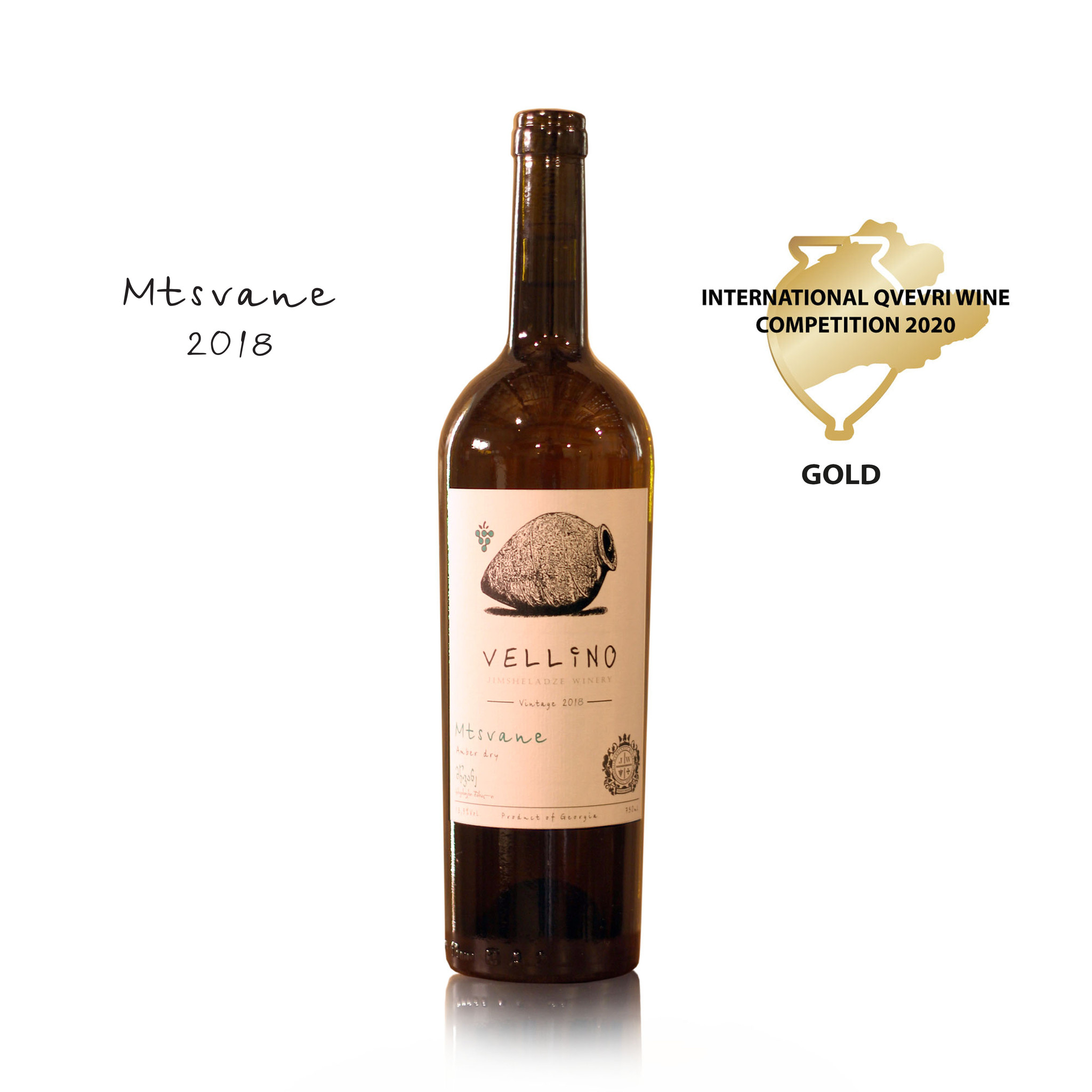Merk Vellino Vellino Mtsvane, Amber dry Qvevri wine 2018