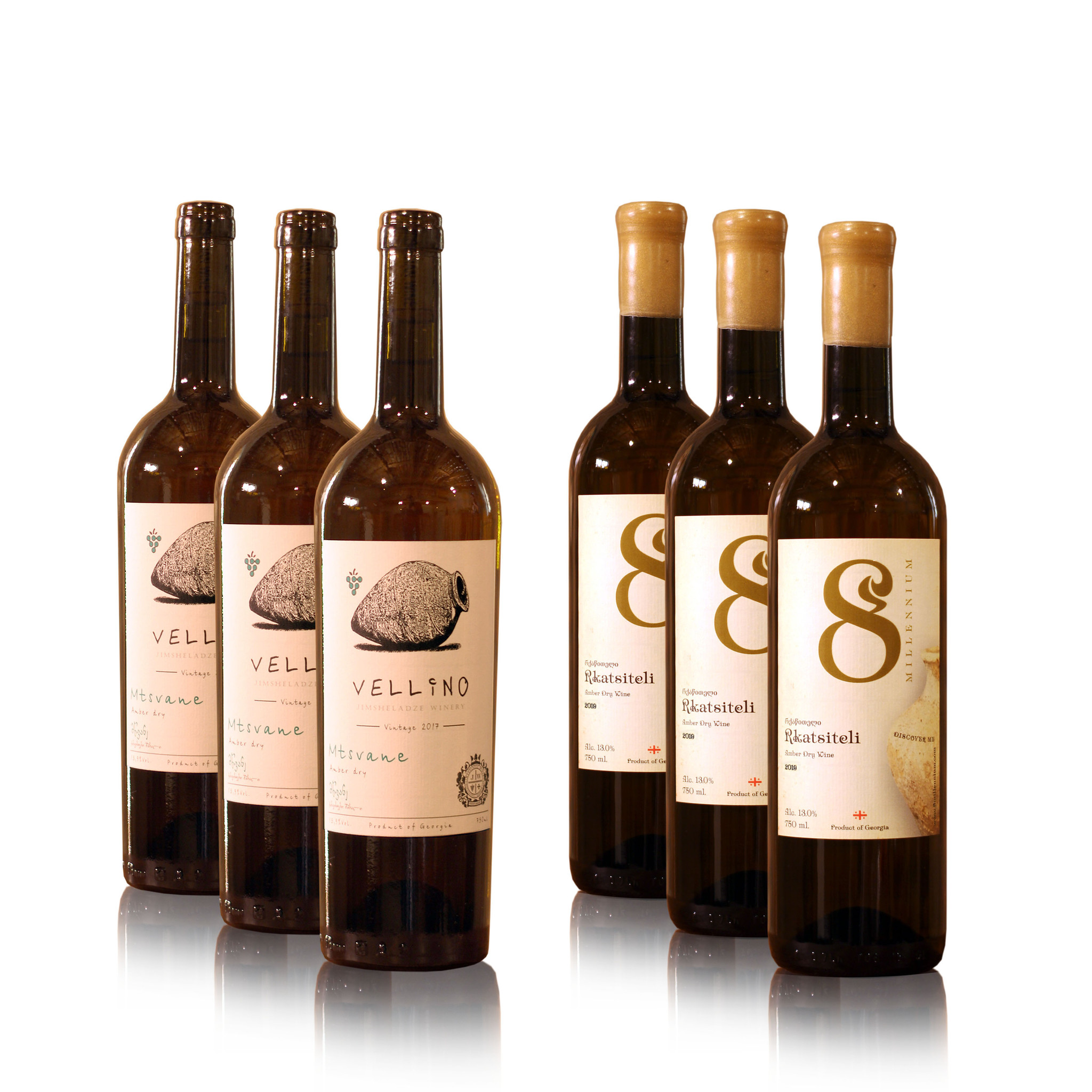 8millennium and Vellino Wijn proefpakket [Rkatsiteli, Mtsvane] droge Amber Qvevri wijnen (6x)