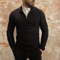 Knit Half Zip Black