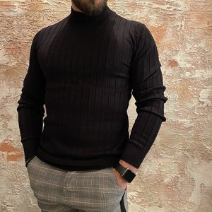 Purewhite Knitted Mockneck  Black