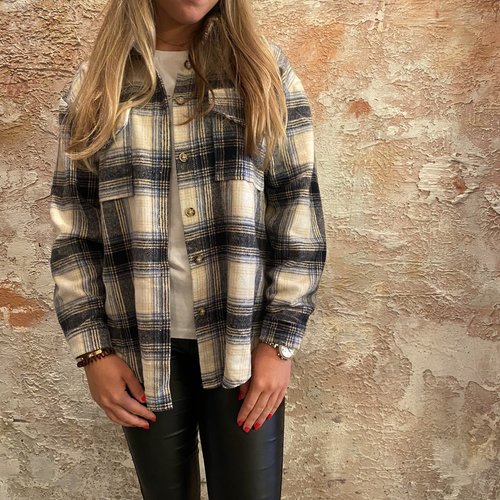 H2H Denim Ruit overhemd oversized blauw H2H Denim Ruit overhemd oversized blauw