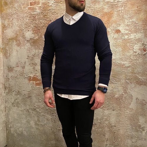 Purewhite Purewhite V-neck pullover blauw