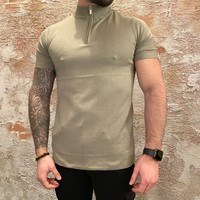 Pullover Zip Korte Mouw Army