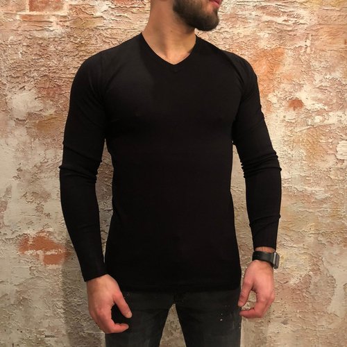 Purewhite V-neck pullover zwart