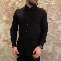 Stretch overhemd zwart