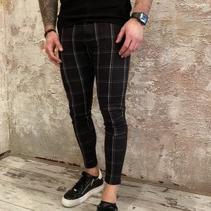 H2H Denim Ruit pant zwart grijs