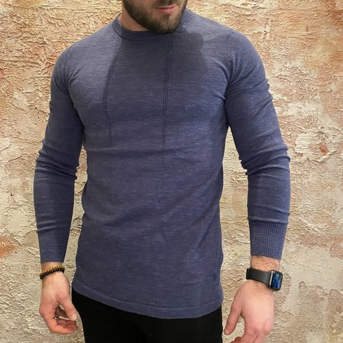 Purewhite Pullover slim fit blue